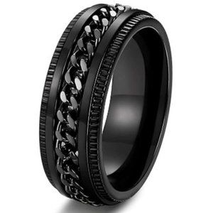 New Men's Black Stainless Steel Wedding Band Ring
